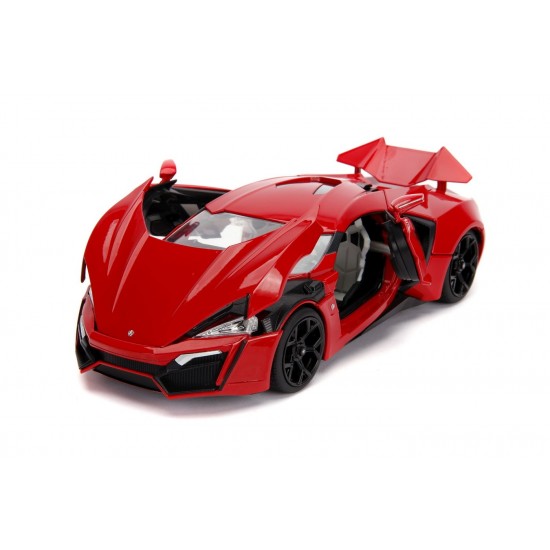 Masinuta metalica Fast and Furious Lykan Hypersport scara 1:18  cu figurina Dominic