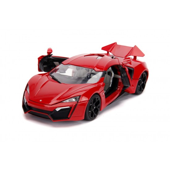 Masinuta metalica Fast and Furious Lykan Hypersport scara 1:18  cu figurina Dominic