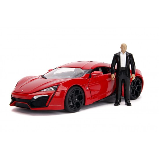 Masinuta metalica Fast and Furious Lykan Hypersport scara 1:18  cu figurina Dominic