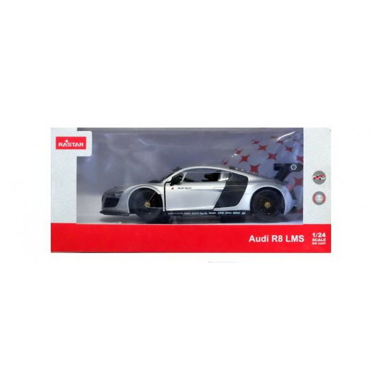 Masinuta metalica Audi R8 argintie scara 1:24