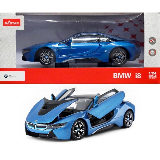 Masinuta metalica BMW I8 albastru scara 1:24