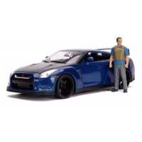 Masinuta metalica cu figurina Fast and Furious Nissan Skyline scara 1:18