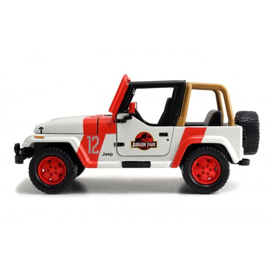 Masinuta metalica Jeep Wrangler Jurassic World 1992 scara 1:24