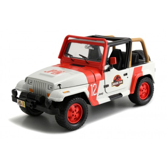 Masinuta metalica Jeep Wrangler Jurassic World 1992 scara 1:24