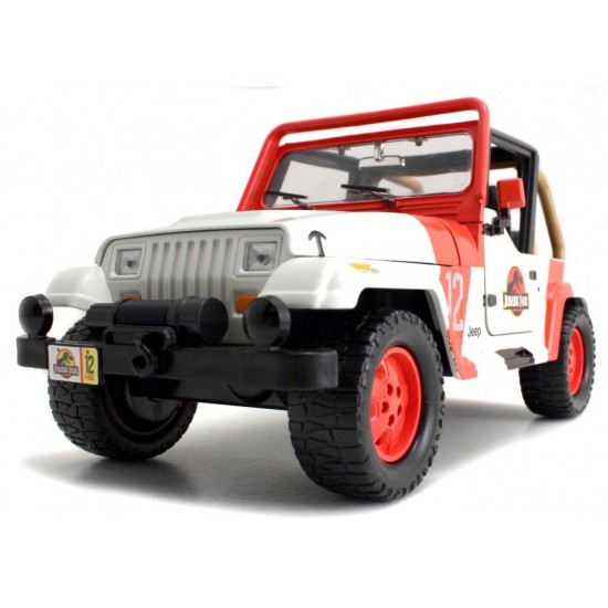 Masinuta metalica Jeep Wrangler Jurassic World 1992 scara 1:24