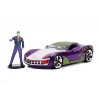 Masinute metalica Chevy Corvette Stingray 2009 si figurina Joker scara 1:24