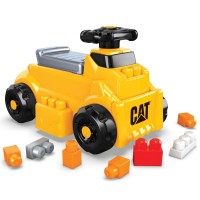 Vehicul ride-on cu cuburi de construit Mega Bloks CAT 10 piese 