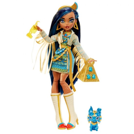 Papusa Monster High Cleo Denile cu animalut si accesorii