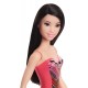 Papusa Barbie bruneta cu costum de baie cu modele geometrice