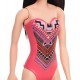 Papusa Barbie bruneta cu costum de baie cu modele geometrice