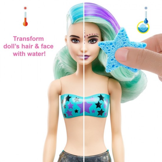 Papusa Barbie Color Reveal Wave Sirena surpriza