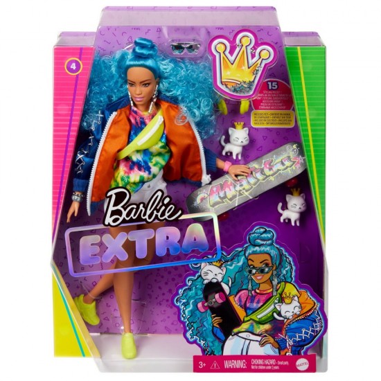 Papusa Barbie Extra Style cu par albastru carliontat