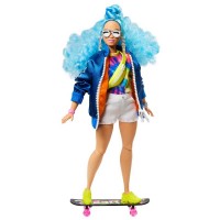 Papusa Barbie Extra Style cu par albastru carliontat