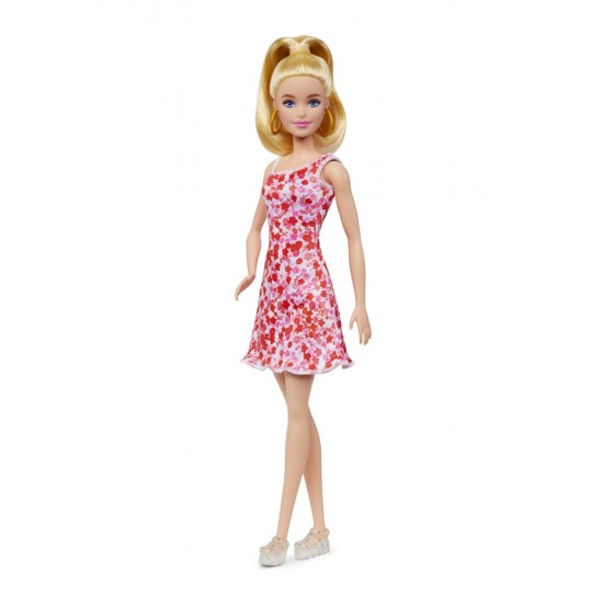 Papusa Barbie Fashionistas blonda cu parul prins in coada