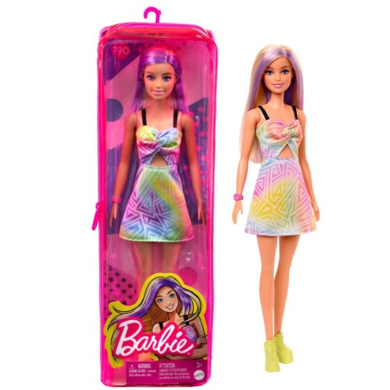 Papusa Barbie Fashionistas blonda cu suvite mov