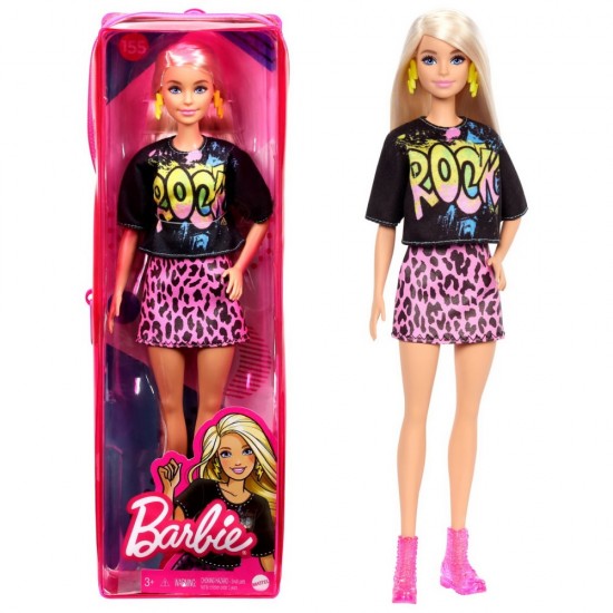 Papusa Barbie Fashionistas blonda cu tinuta de vara rock