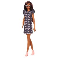 Papusa Barbie Fashionistas bruneta cu rochita gri