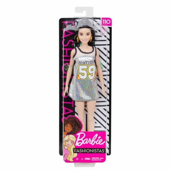 Papusa Barbie Fashionistas - Bruneta cu rochita sclipitoare