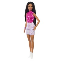 Papusa Barbie Fashionistas bruneta cu top cu stelute