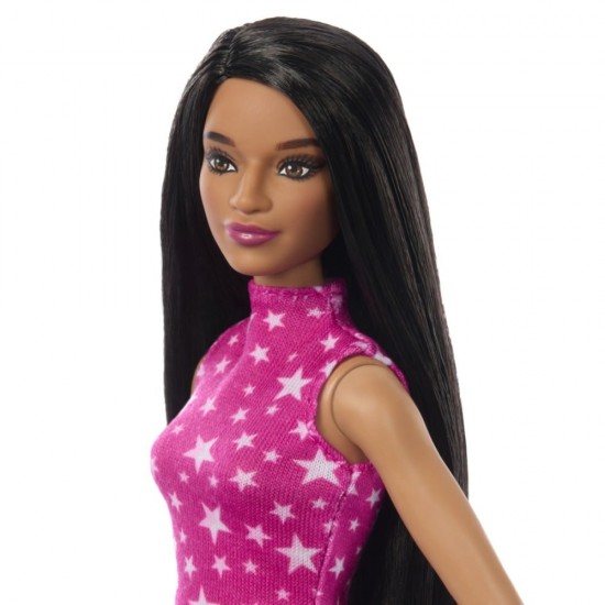 Papusa Barbie Fashionistas bruneta cu top cu stelute