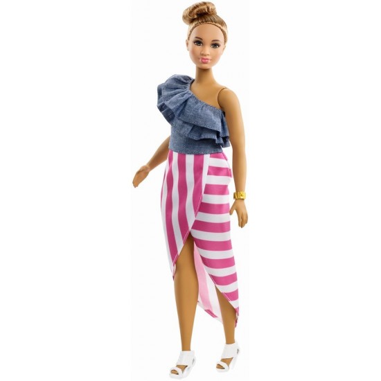 Papusa Barbie Fashionistas cu coc si hainute de schimb