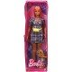 Papusa Barbie Fashionistas cu rochie tip blazer roz in carouri