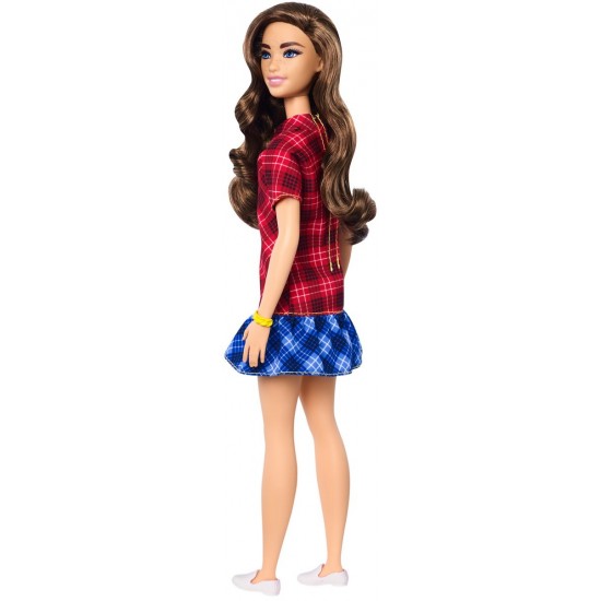 Papusa Barbie Fashionista cu rochita multicolora