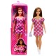 Papusa Barbie Fashionistas satena cu rochie roz cu buline