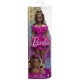 Papusa Barbie Fashionistas satena cu rochie roz