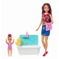 Set de joaca Barbie Babysitters - Papusa satena cu bebelus