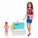 Set de joaca Barbie Babysitters - Papusa satena cu bebelus