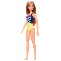 Papusa Barbie satena cu costum de baie multicolor