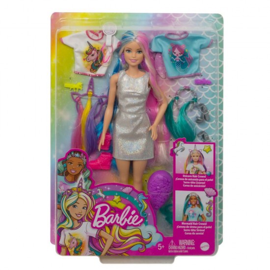 Set de joaca papusa Barbie cu par stralucitor