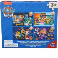 Set puzzle 4 in 1 din lemn 12/16/20/24 piese Patrula Catelusilor