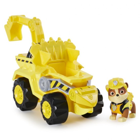 Set vehicul cu catelus Rubble si figurina Dino surpriza Patrula Catelusilor 