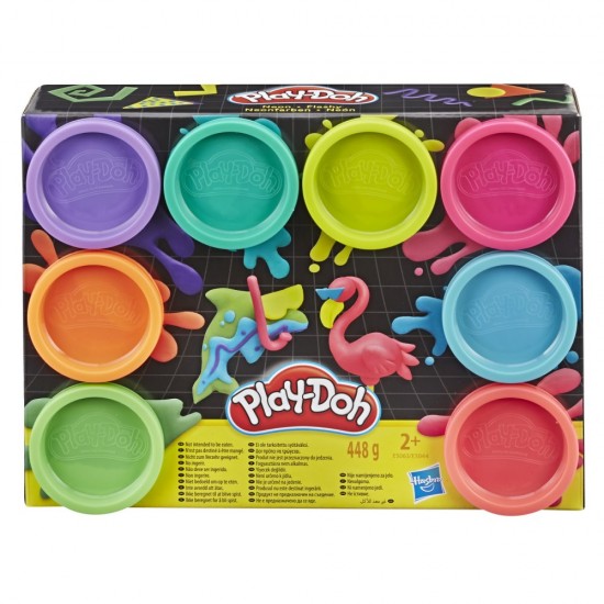 Set 8 borcanase neon cu plastilina Play-Doh 