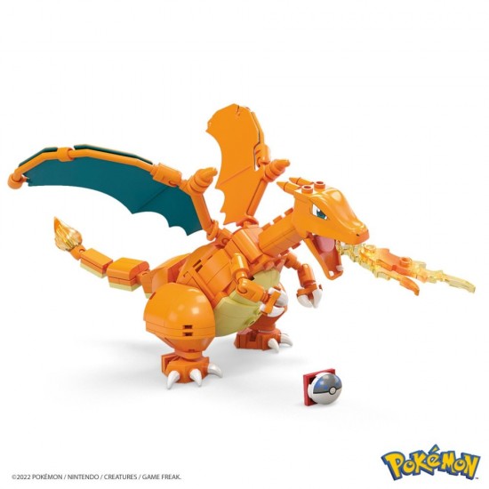 Set de constructie Pokemon Mega Construx Charizard Dracaufeu Glurak 222 piese