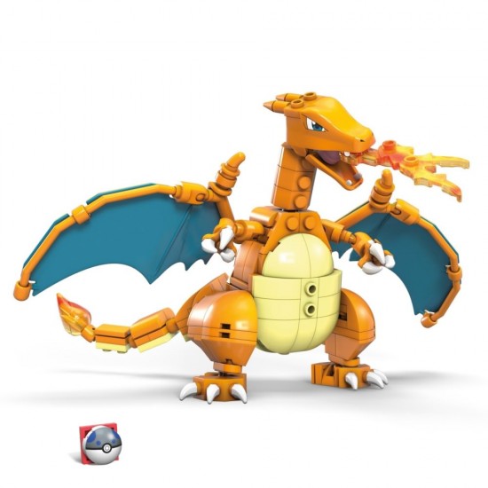 Set de constructie Pokemon Mega Construx Charizard Dracaufeu Glurak 222 piese