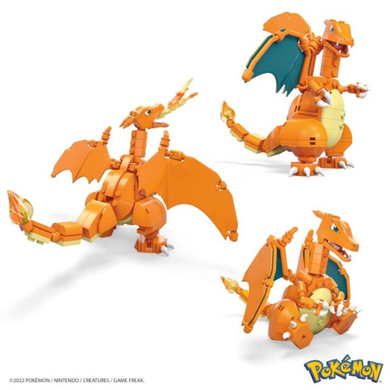 Set de constructie Pokemon Mega Construx Charizard Dracaufeu Glurak 222 piese