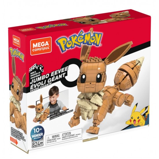 Set constructie Pokemon Mega Construx Jumbo Eevee 824 piese