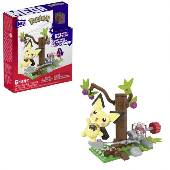 Set de constructie Pokemon Mega 84 piese - Forajele forestiere ale lui Pichu