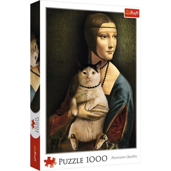 Puzzle 1000 piese - Doamna cu pisica