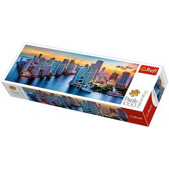 Puzzle Trefl 1000 piese - Panorama Miami la apus
