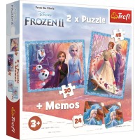 Puzzle Trefl 2 in 1 cu joc Memo Frozen 2 Tinutul misterios
