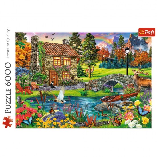 Puzzle Trefl 6000 piese - Casuta din munti