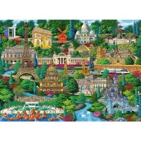 Puzzle din lemn 1000 piese Trefl - Obictivele turistice faimoase din Franta