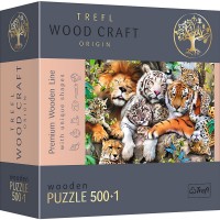 Puzzle din lemn 500+1 piese Trefl - Felinele din jungla