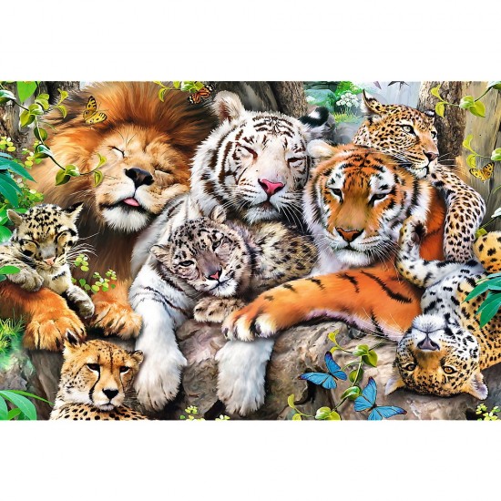 Puzzle din lemn 500+1 piese Trefl - Felinele din jungla