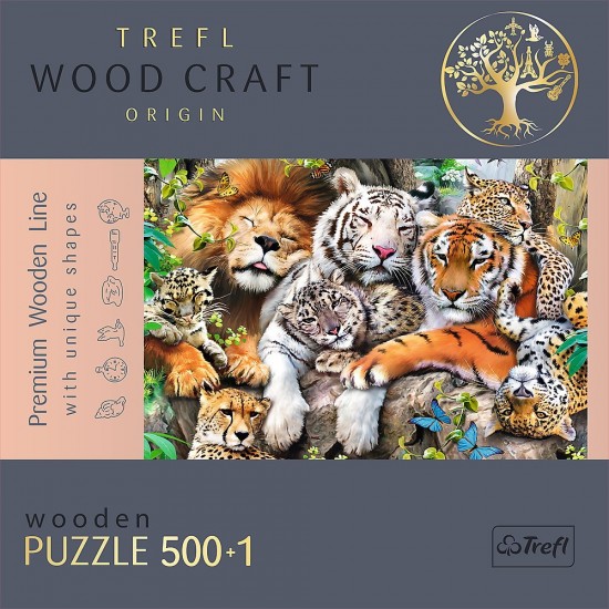 Puzzle din lemn 500+1 piese Trefl - Felinele din jungla