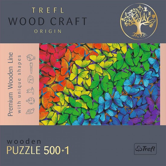 Puzzle din lemn 500+1 piese Trefl - Fluturasii colorati